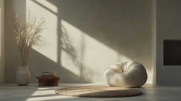 Serene living room with intentional design elements and natural light