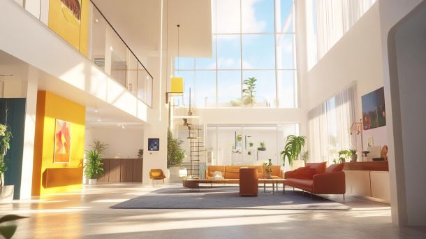 Modern family home interior with smart design solutions