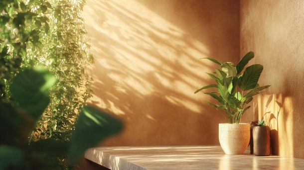 Natural eco-friendly wall treatment with organic textures and colors