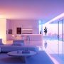 Modern living space with adaptive neuroplastic design elements