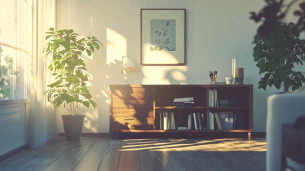 Modern minimalist home organization system with smart storage solutions