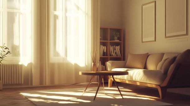 Modern multifunctional storage furniture in minimalist living room