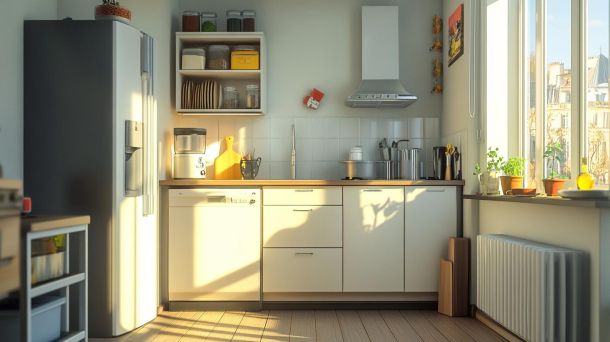 Organized minimal living room with smart storage solutions