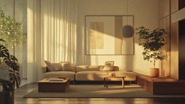 Modern family living room with harmonious design elements