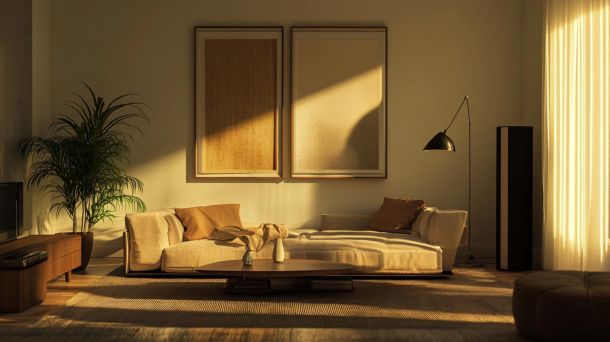 Modern family living room with international design elements