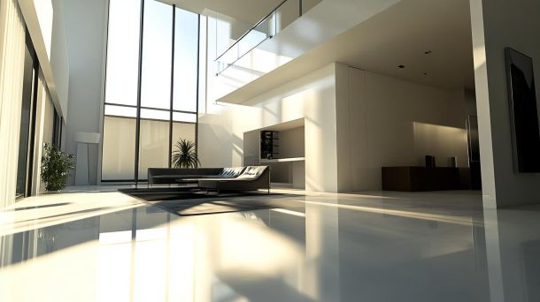 Modern family living room with smart functional design solutions