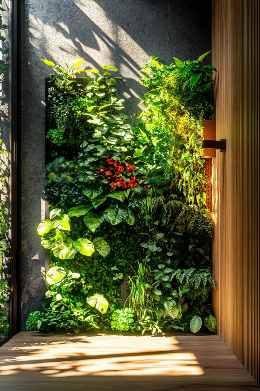 Stylish apartment with innovative vertical garden design solution
