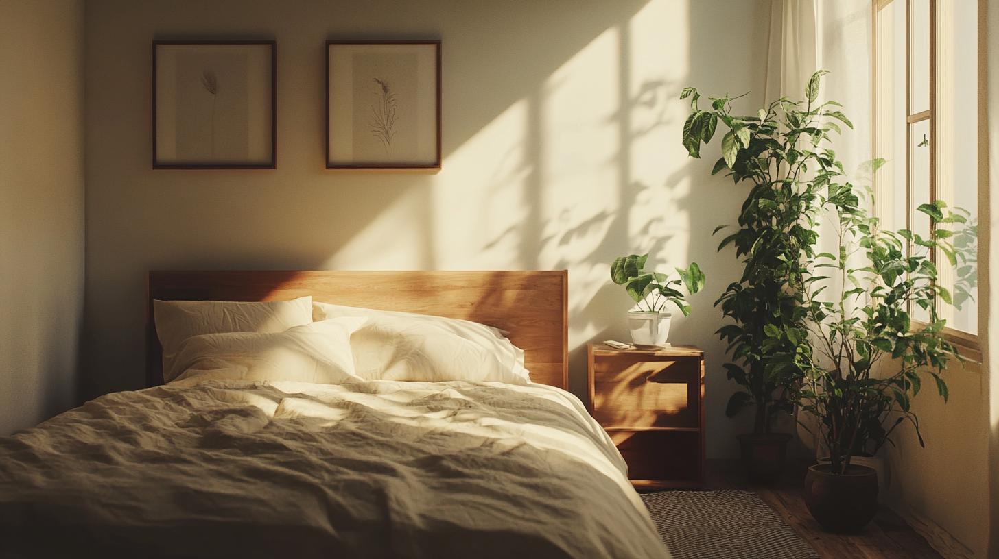 Relaxing bedroom with natural light and minimal decor
