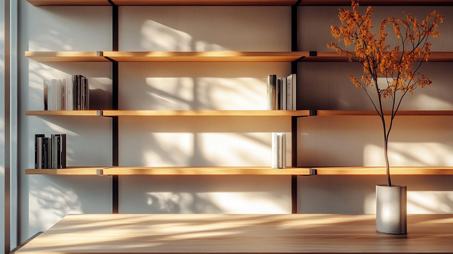 Unique wall-mounted shelving system for home office organization