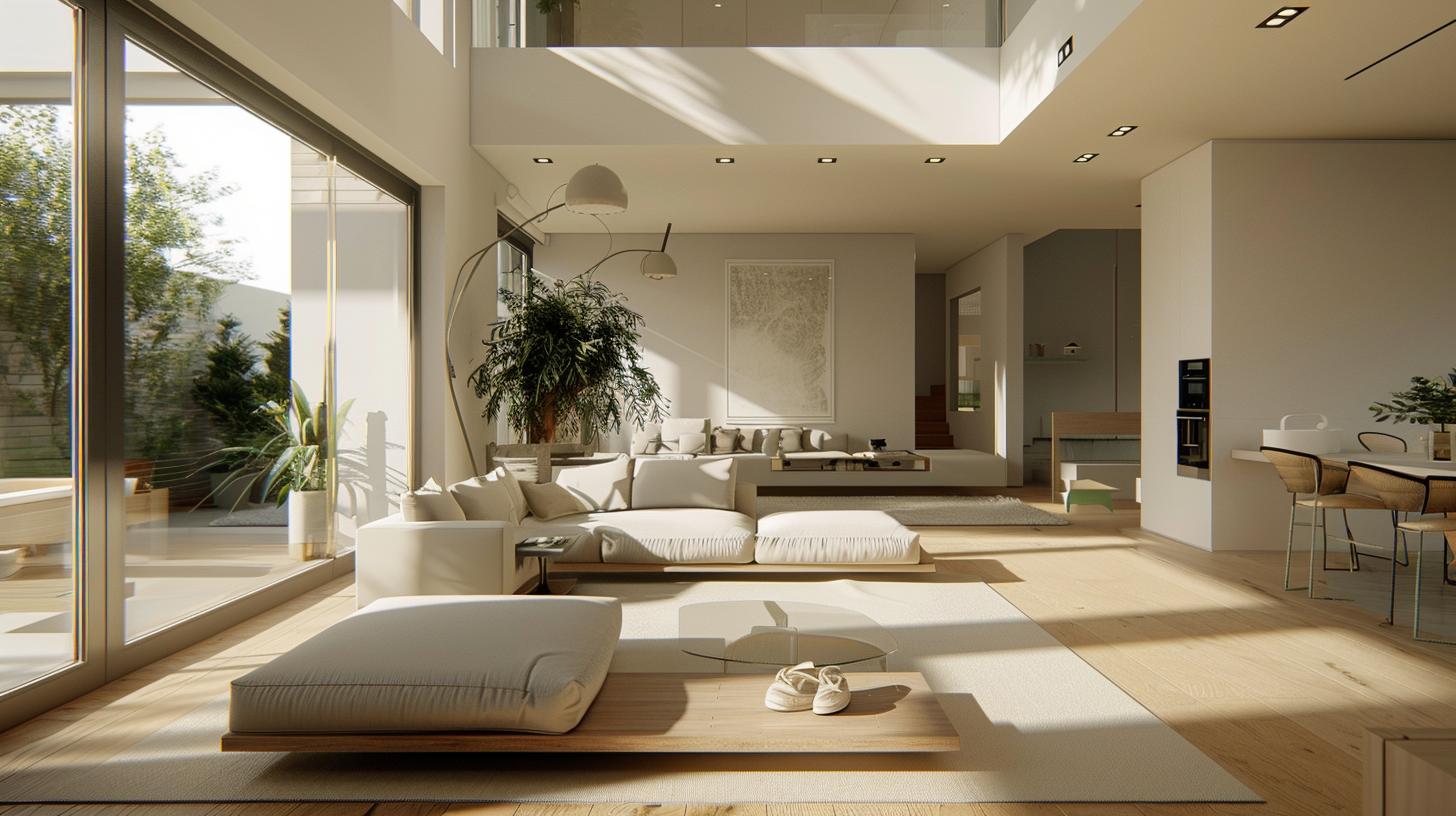 Minimalist living room with sustainable design elements