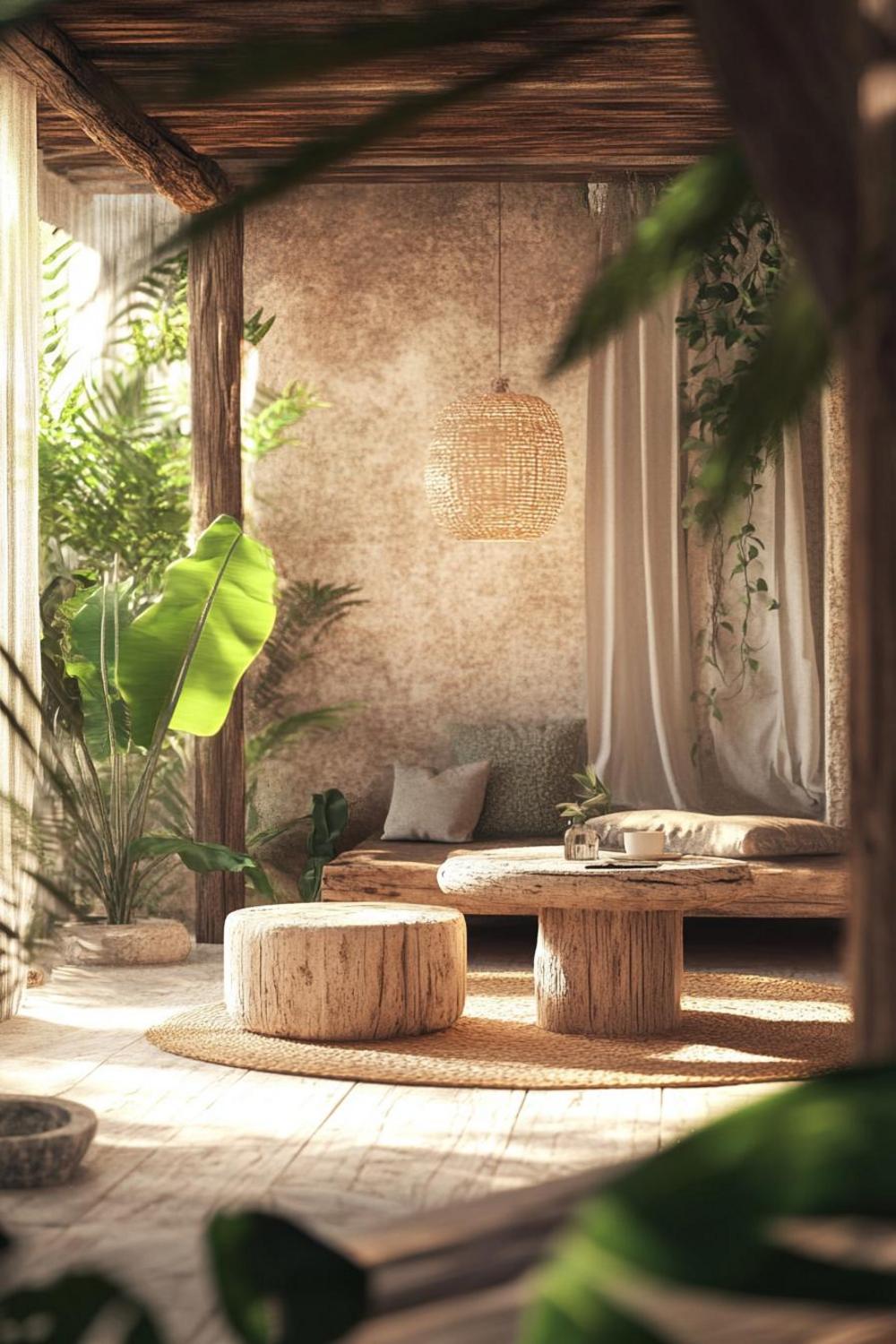 Modern sustainable home interior with natural design principles