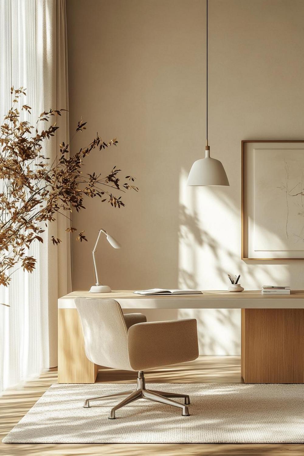 Stylish workspace integrated with family living area