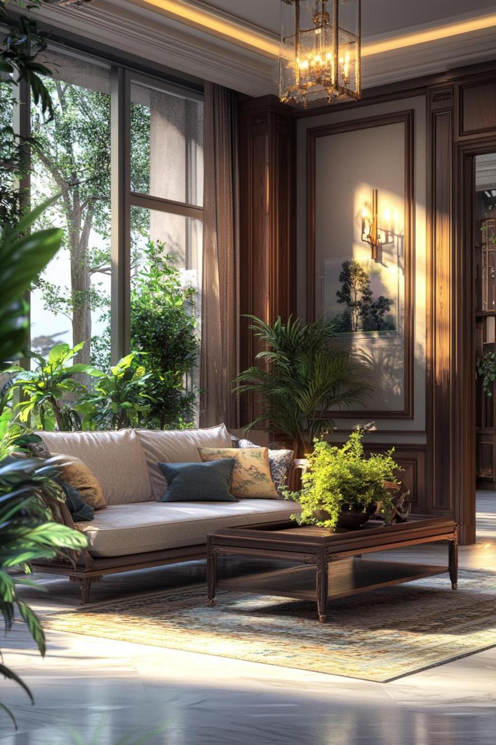 Family enjoying sustainable home environment with natural materials