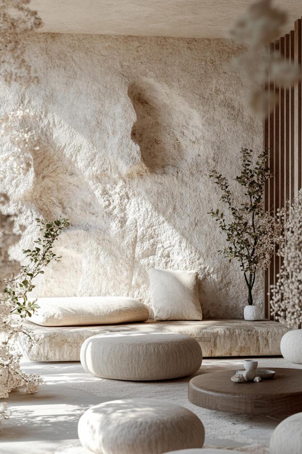 Family enjoying minimalist eco-friendly home design with natural lighting
