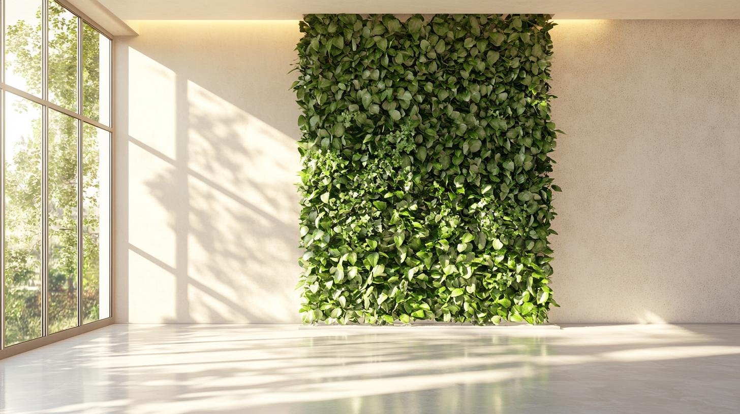 Minimalist kitchen with integrated plant wall background