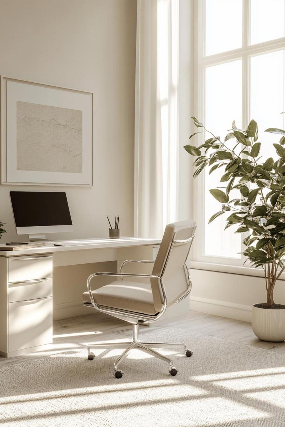 Minimalist desk organization with clean lines and essential work tools