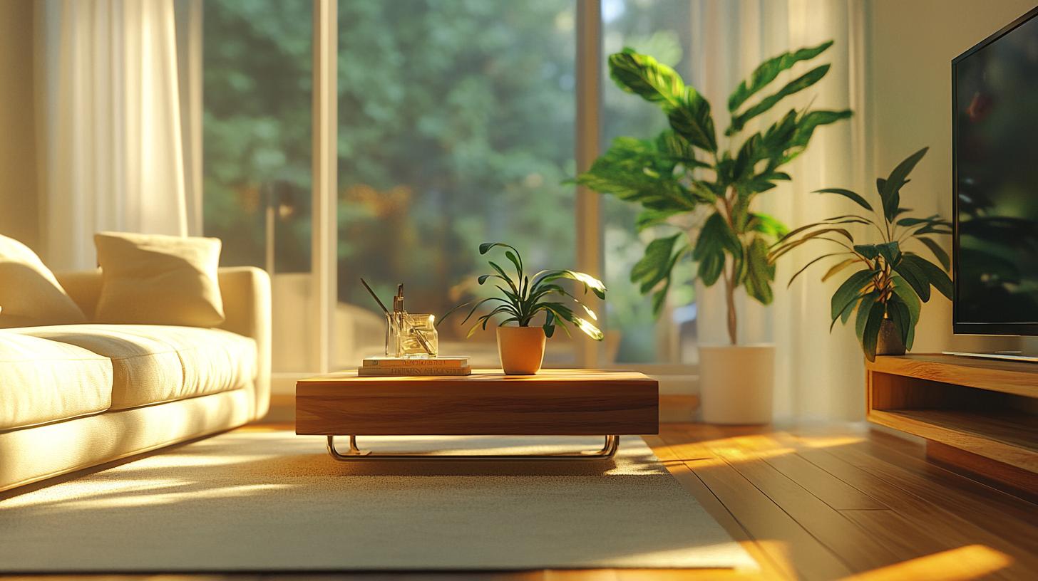 Biophilic design kitchen with natural light and botanical elements