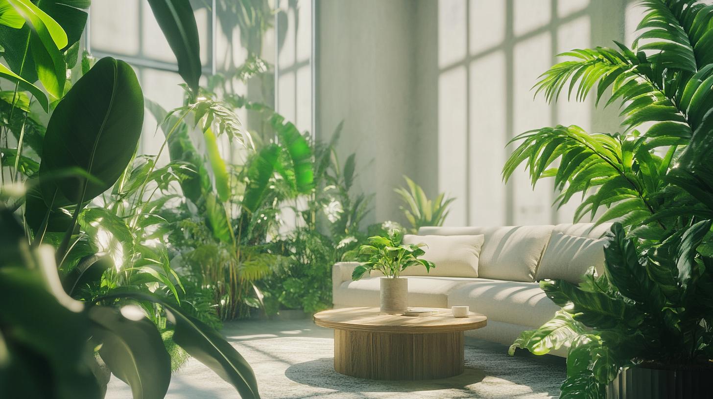 Carefully curated indoor plant arrangement in contemporary home space