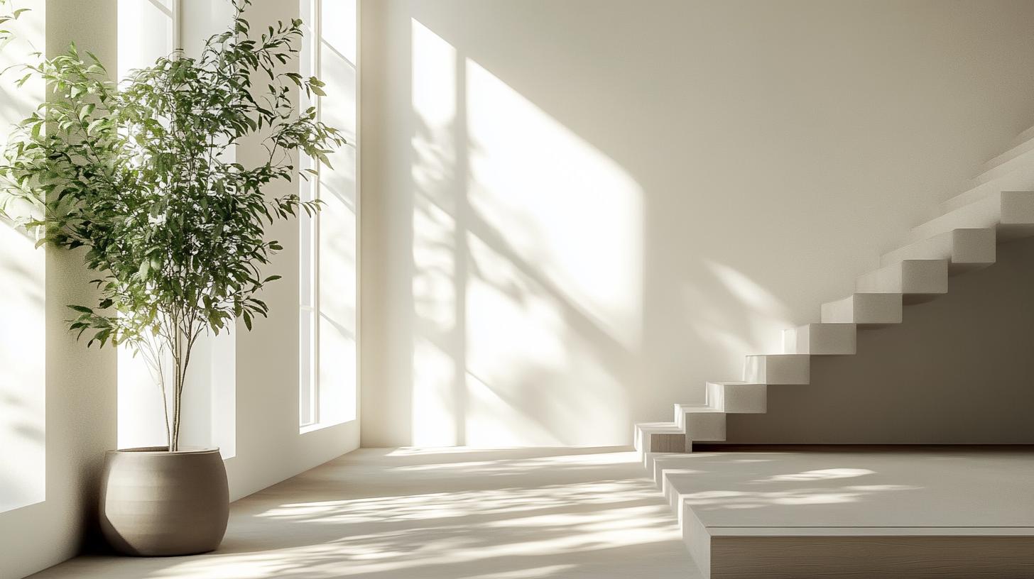 Meditation corner with plants and calming design elements