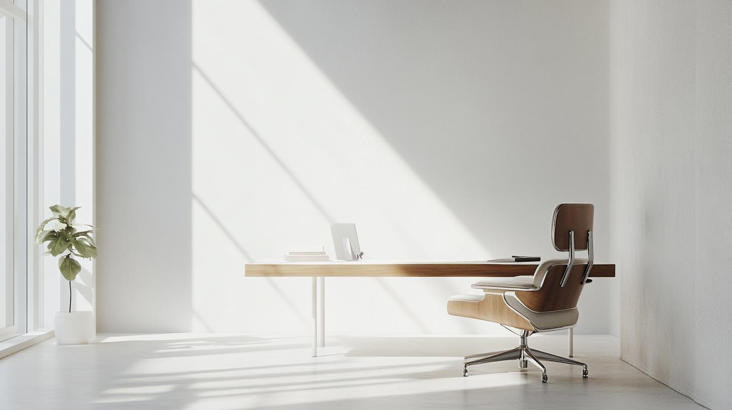 Compact home office design with floating desk and storage solutions