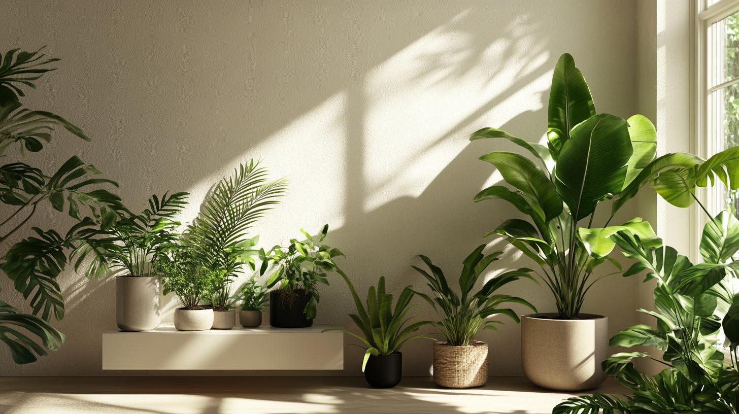 Close-up of plant styling techniques and decorative plant containers