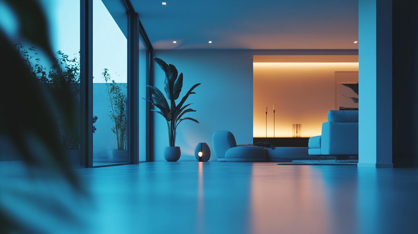 Smartphone controlling intelligent home lighting settings