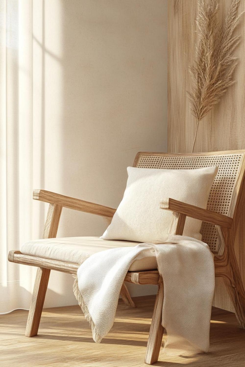Modern home interior integrating sustainable wood furniture and natural elements