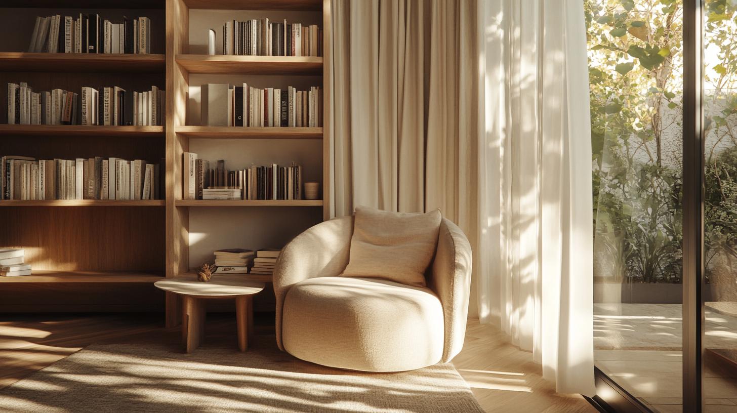 Minimalist window seat with cushions and natural light