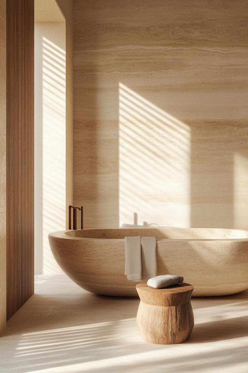 Soft ambient lighting in a tranquil bathroom space
