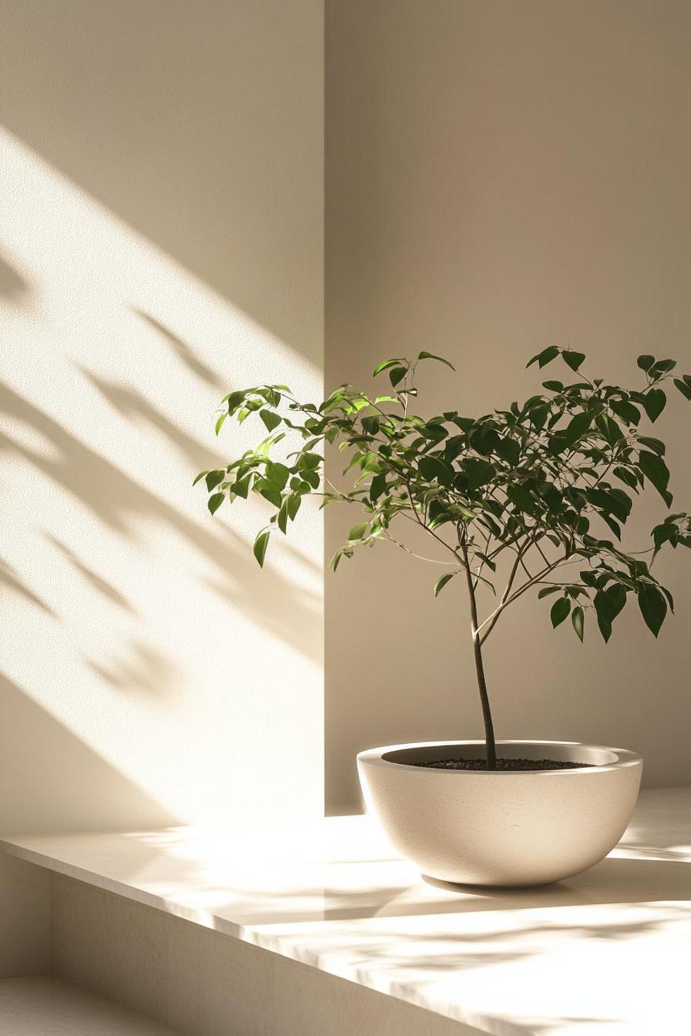 Minimalist workspace with zen-inspired design elements