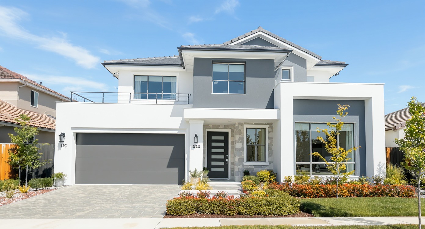 Modern house exterior with beautiful color combinations